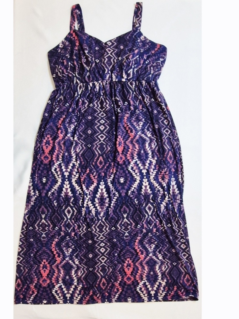 Faded Glory Purple Aztec Print Maxi Skirt with Pink Accents